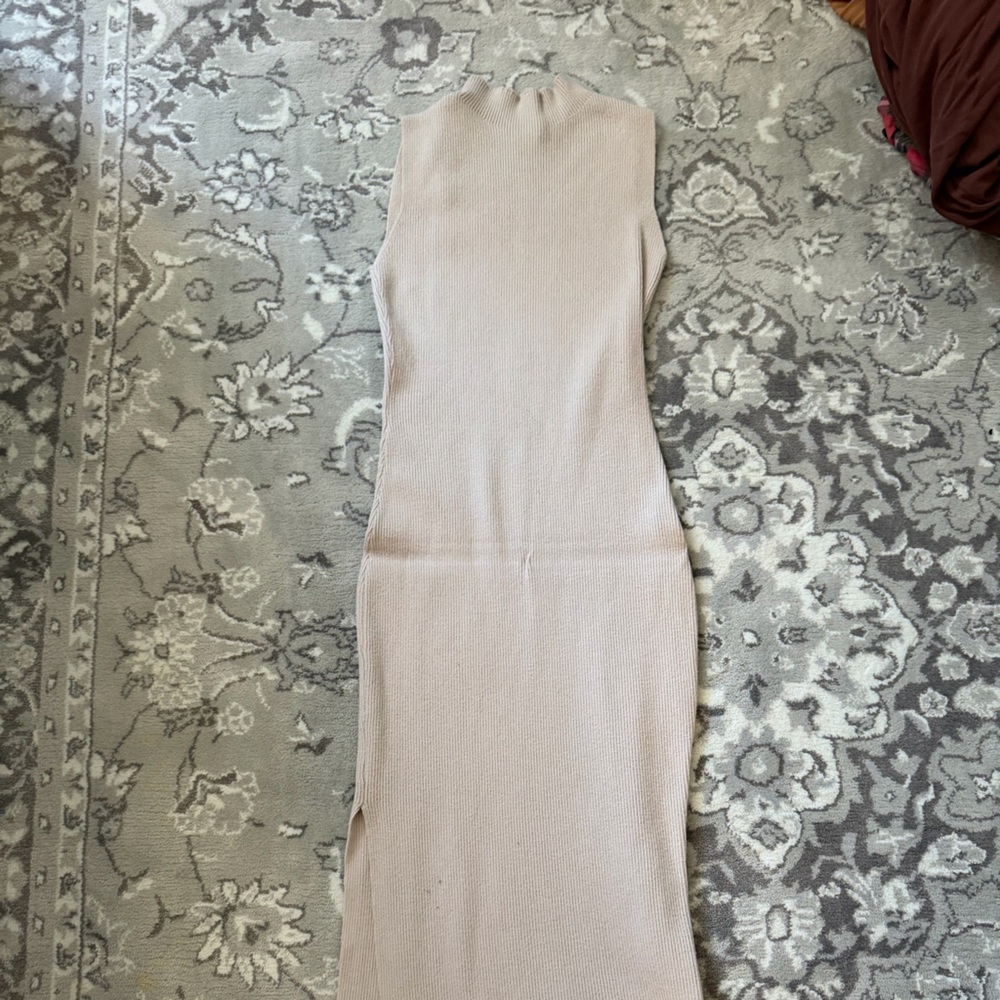 Amazon Sleeveless Knit Bodycon Dress in Beige